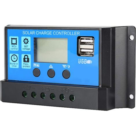 30A 12V / 24V Contrôleur de Charge PWM Régulateur Intelligent de Batterie Identification Automatique Contrôleur de Panneau Solaire avec LCD Affichage 5V Double Port USB (1/5)