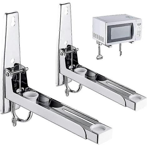 Support mural pour micro-ondes, supports muraux pliables, grille en acier inoxydable, support universel pliable et robuste pour four à micro-ondes, compatible avec la plupart des micro-ondes. (1/3)