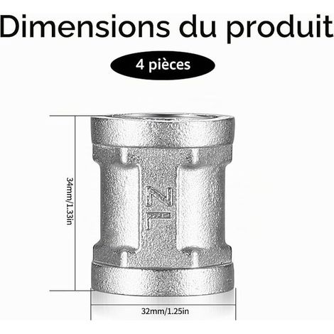 4Pcs Stainless Steel Sleeve 3/4 Inch Female Thread, Stainless Steel Double Female Sleeve 20/27, Connector Fitting 3/4" IG/IG, Threaded Fitting