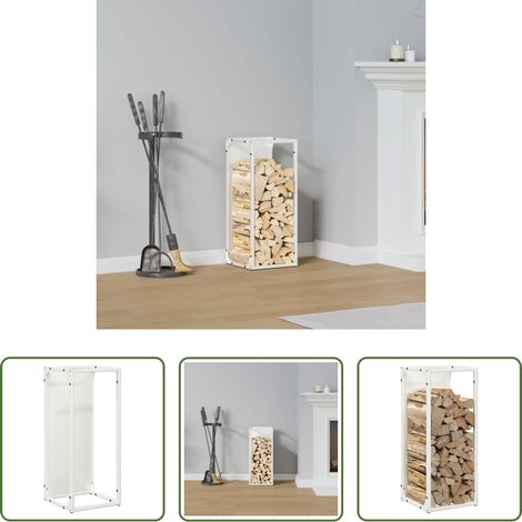 Bois de chauffage - Portant de bois chauffage blanc 25x25x60 cm (1/5)