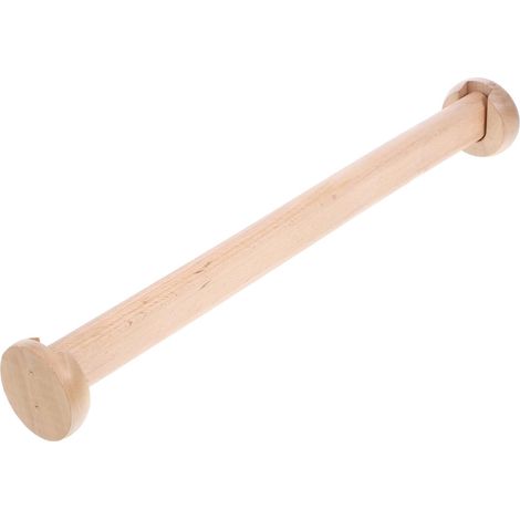 Tringle à vêtements en bois de hêtre - Barre de tension pour garde-robe - Barre de suspension pour vêtements - Gain de place - Avec 2 embouts - Pour appartement, hôtel et pension (1/5)