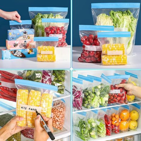 TRADE SHOP - 70 Pz Sacchetti Per Alimenti Congelatore Riutilizzabili Con Chiusura Ermetica 3 Misure - (1/5)