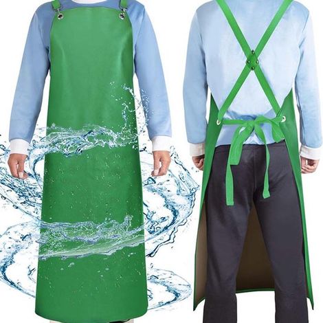 Delantal impermeable de piel sintética (PU), 43 x 26 pulgadas, delantal resistente para lavar platos, delantal de cocina resistente al aceite. (1/5)