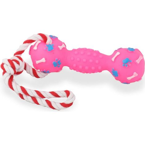 Jouet à mâcher rose pour chien avec ficelle (1/4)