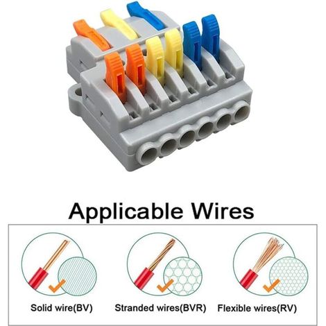 4Pcs KV436 Levier-Ecrou Fil Connecteur Set, 3 en 6 sorties Conducteur Compact Fil Connecteurs, Compact Connecteur Ressort Bornier (1/3)