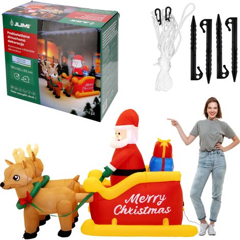 Decoración navideña inflable de Papá Noel con trineo y renos de JUMIhome (1/5)