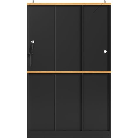 Credenza alta da cucina con illuminazione LED, 104 x 40 x 180 cm, nero, in MDF (1/5)