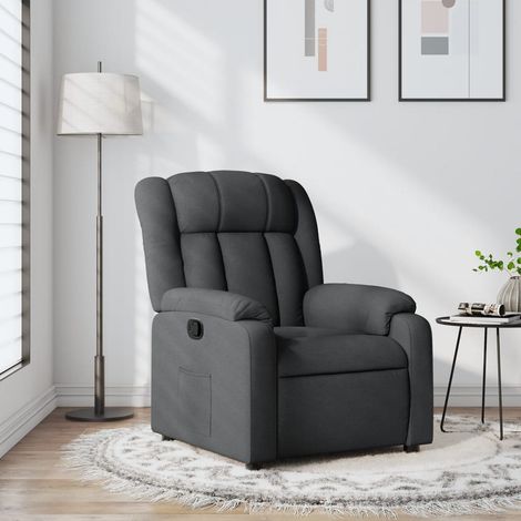 Sillón reclinable de tela gris oscuro vidaXL