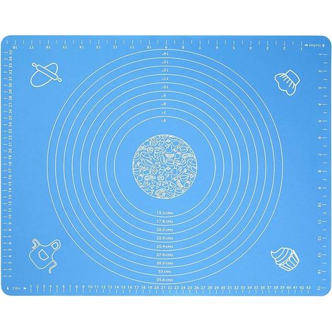 Accessoires cuisine et cuisson Tapis de Cuisson Patisserie en Silicone Anti-adhésif Réutilisable Baking Mat Fondant Pate, 100% sans Bisphénol-A (BPA), avec Mesure, 50 x 40 cm (Bleu) (1/5)