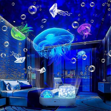 Projecteur Ciel Étoilé Océan Veilleuse Galaxie Rotative à 360° pour Enfants Lampe de Projection Océan Double Couche