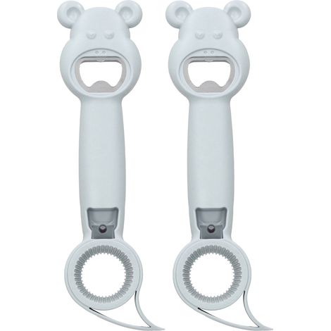 4-in-1 Tragbarer Universal-Dosenöffner – 2-teilig, Grau, für Getränke und Flaschen (1/5)