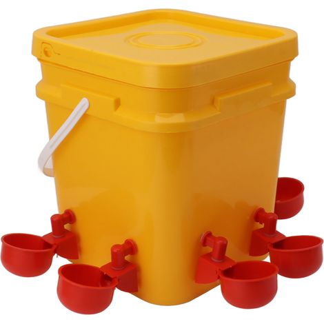 Abreuvoir automatique pour poules avec baril portatif de 12L, équipement pour oies et canards, seau + bol rouge pour oiseaux + vis noires (1/5)