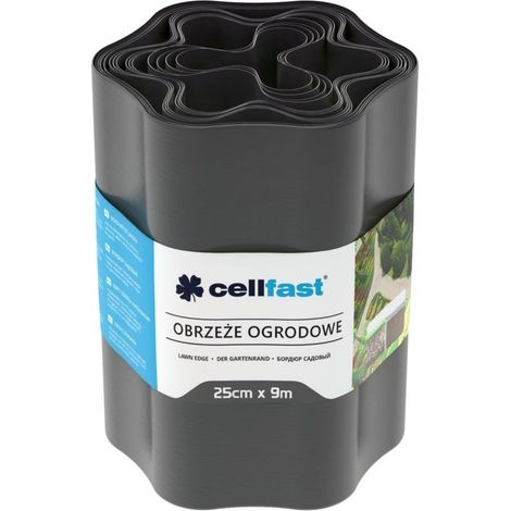 Cellfast - Bordo da giardino, nastro per prato, bordo da giardino, flessibile, resistente ai raggi UV, impermeabile, di facile installazione, di alta qualità, grafite, 25 x 9 m (1/3)