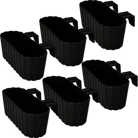 KOTARBAU® Balkonkasten Blumentopf für Geländer oval rustikal anthrazit 400 mm 6er Set