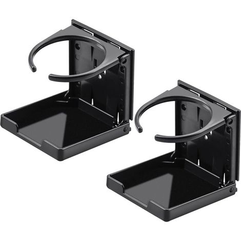 2 supports pour gobelets automobiles pliants, compatibles avec voiture, camion, bateau et fourgon – diamètre 98 mm, noir