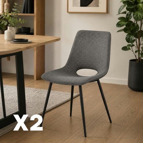 Chaise tissu gris foncé à dossier ouvert (lot de 2) LORA (1/5)