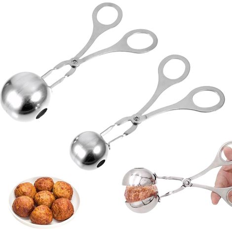 Set bestehend aus 2 Fleischlöffeln, Fleischbällchenform, Fleischbällchenzange, Fleischbällchenzange, Fleischbällchenform, Fleischbällchenform, Stahlclipform (1/5)