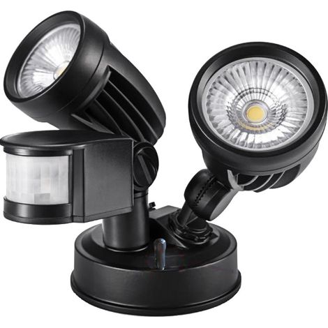 RHG Projecteur LED Exterieur Detecteur de Mouvement 26W, 3000lm Double-tête 180° Réglable Projecteur Exterieur LED Etanche IP65 Spot LED pour Le Garage, Jardin, Terrasse, Entrée, Allée