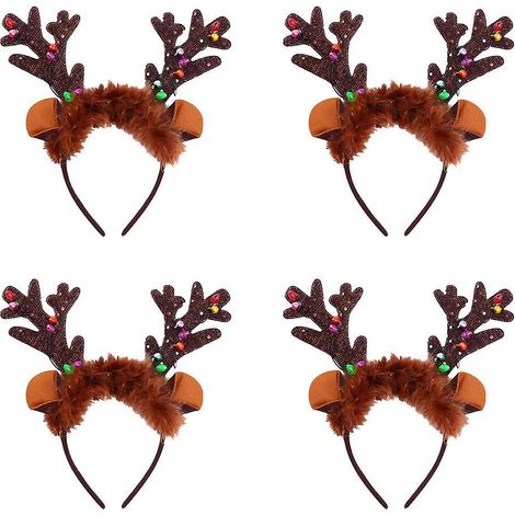 Bandeau de Noël avec éclairage LED, bois de renne, coiffe, accessoires pour cheveux, décoration de Noël (1/4)