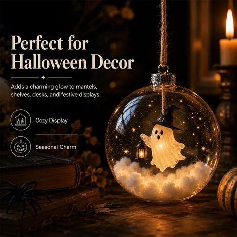 Décoration pour sapin d'Halloween 8 cm Scène miniature lumineuse à piles,Convient pour créer une ambiance d'Halloween. (1/5)