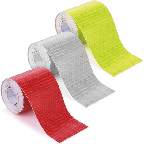 Nastro riflettente, 3 pezzi, 3 colori, 3 m x 5 cm, catarifrangente autoadesivo, catarifrangente per bicicletta, nastro di segnalazione riflettente, impermeabile, riflettente (1/5)