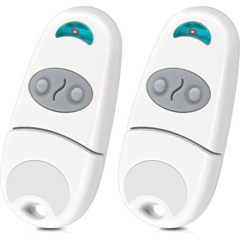 Telecommande Porte de Garage, Telecommande Portail, 2 Canaux, 433,92 MHz, Compatible avec 433MHz Telecommande EV, NA, EE, Lot de 2- Blanc (1/5)
