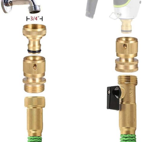 Kit de 4 pièces de raccords rapides filetés tout laiton – Pour tuyau d arrosage – Connexion facile (1/4)