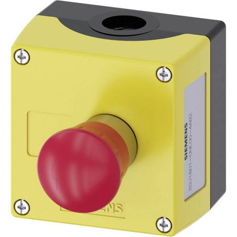 Siemens 3SU18010NE004AB2 3SU1801-0NE00-4AB2 Custodia per il montaggio a terra, con targhetta 1 tasto Rosso, Nero Sblocc (1/4)