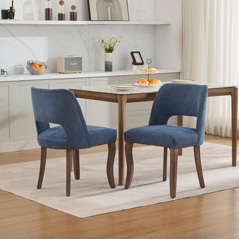 Lot de 2 chaises salle à manger bois tissu noir, style ferme moderne cuisine salon durable (1/5)