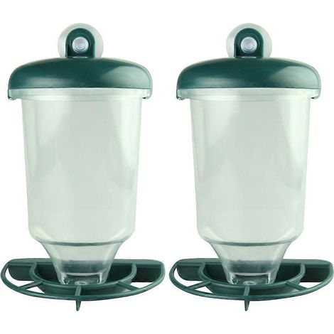 Lot de 2 mangeoires transparentes pour perroquets, bols en plastique, distributeur automatique de nourriture, bols suspendus avec couvercle (1/5)
