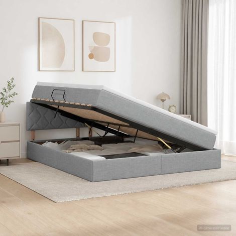 Cama con almacenamiento y colchón Gris Claro 180 x 200 cm (1/5)