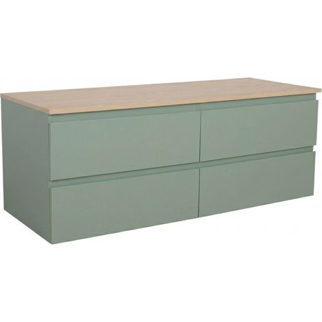 SORRENTO Doppelwaschtisch 120cm hängend - Holzoptik Arbeitsplatte