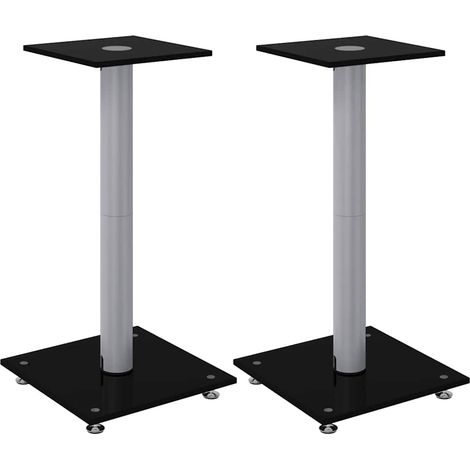 Supports de haut-parleurs 2 pcs noir et argenté 1 pilier (1/5)