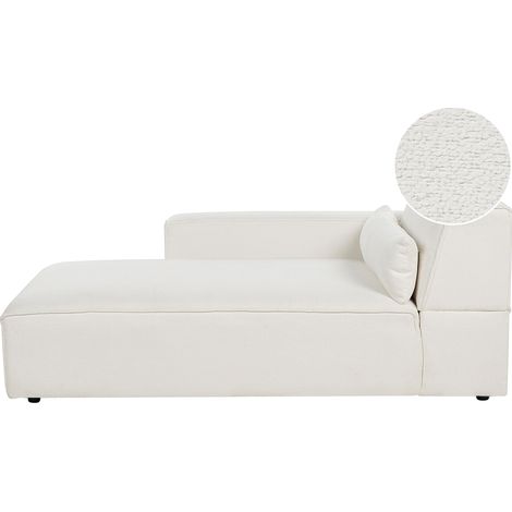 Chaise longue moderna tapizado de bouclé blanco derecho Hellnar (1/5)