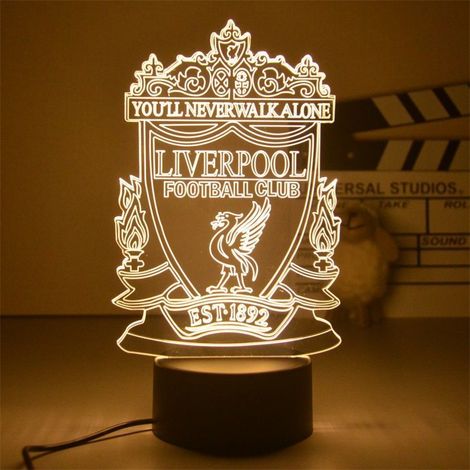 Veilleuse LED 3D pour chambre d'enfant aux couleurs du Liverpool Football Club, avec motif dessin animé (1/2)