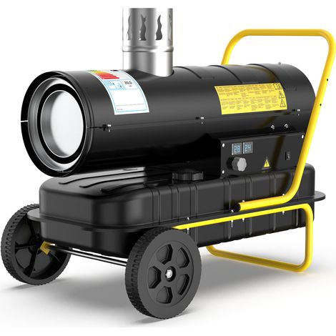 Indirekte Diesel Bautrockner 20 kW Heizkanone Bauheizer - 38 L Großtank - Ölheizer Heizgebläse mit Thermostat für Werkstätten, Baustellen und landwirtschaftliche Betriebe [Energieklasse A]