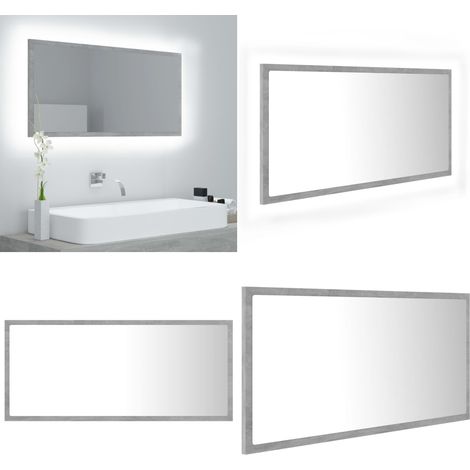 LED-Badspiegel Betongrau 90x8,5x37 cm Acryl - Betonfarbe - Acryl Spiegel (1/5)