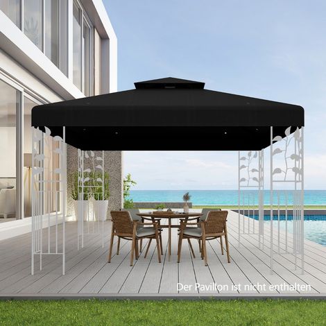 Pavillon ersatzdach 3x3m schwarz - wetterbestandig