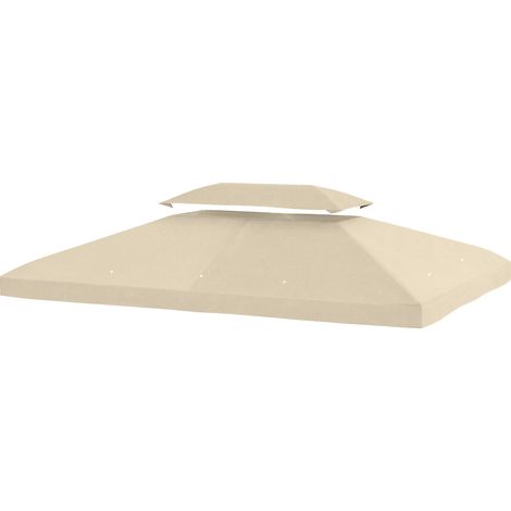 Toldo de Recambio 4x3 m Double Toit Orificios Drenaje Protección UV Blanc Crème (1/5)