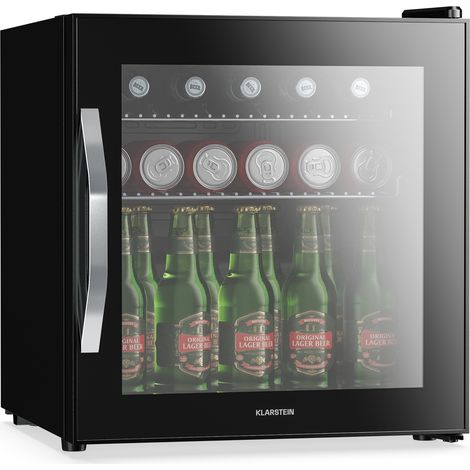Klarstein Getränkekühlschrank 47L – Spiegelglastür, LED, 0-13°C, 2 Metallablagen, Kompressor, kleiner Kühlschrank mit Glastür, präzise Temperaturregelung (1/5)
