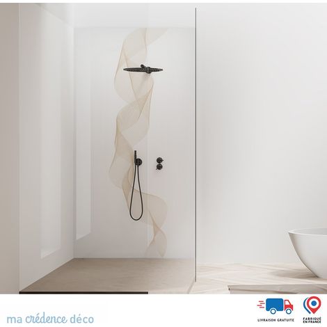 Panneau de douche : Vague dorée 4 - Couleur Beige ivoire - Alu composite - 90 - 245 (1/2)
