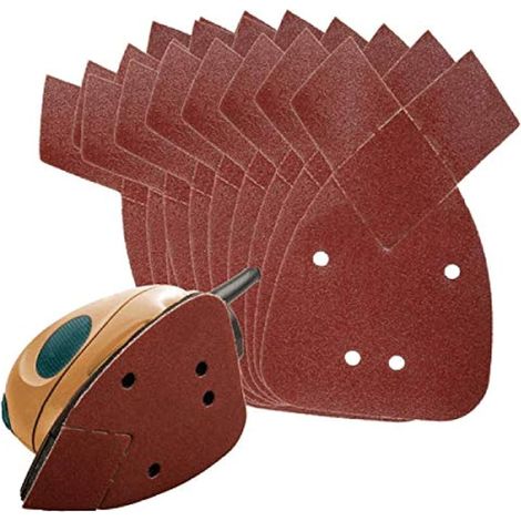 Lot de 10 feuilles abrasives à 4 trous pour ponceuse à souris, Accessoires pour Ponceuses, Grain 60 (1/5)
