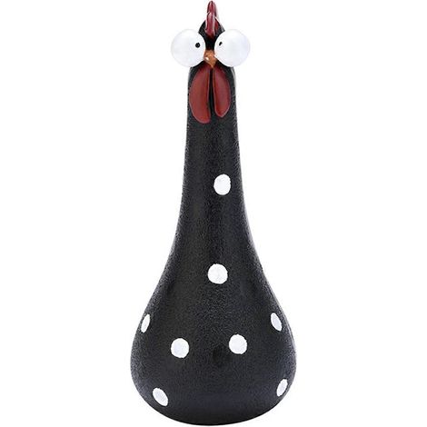 Ornements de jardin en résine en forme de poulet, noirs (1/5)