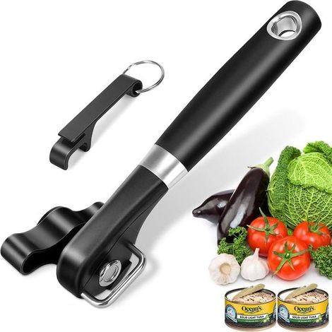 Ouvre-boîte manuel - Acier inoxydable à Edge souples - Conception sécuritaire - Idéal pour les personnes souffrant de rhumatismes et le camping - Ustensile de cuisine ergonomique - Geen bords tranchan (1/5)