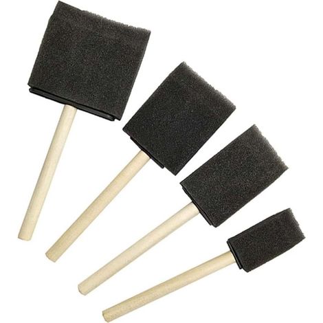 4 pinceaux mousse tailles variées, pour teintes, peintures, vernis, huiles sur bois, DIY maison