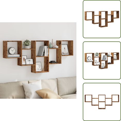 vidaXL Wandregal Altholz-Optik 159x18x66 cm Holzwerkstoff (1/5)
