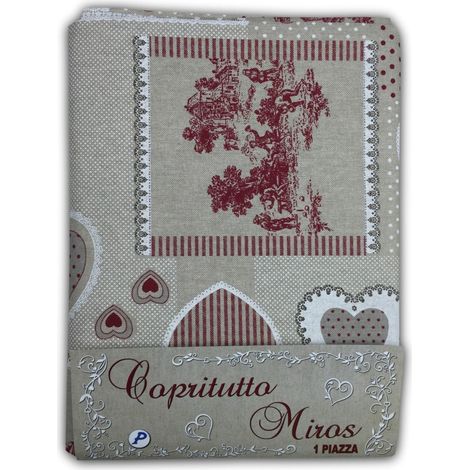 TELO ARREDO COPRITUTTO GRAN FOULARD COPRILETTO COPRIDIVANO TESSUTO PIGALLE ROSSO 1 PIAZZA