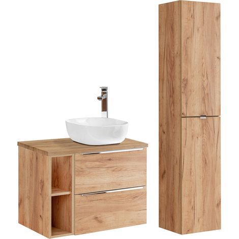 Set di mobili da bagno con lavabo April marrone 80cm (1/5)