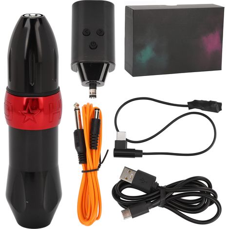 Kit stylo machine à tatouer DC 6-9V, tension de travail, alimentation sans noyau rouge (1/5)