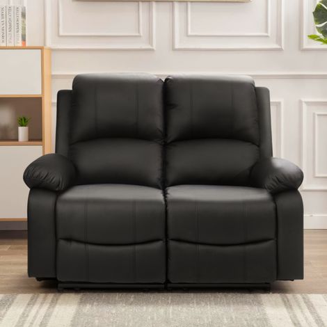 Milan 2 Seater Black PU Leather recliner Sofa